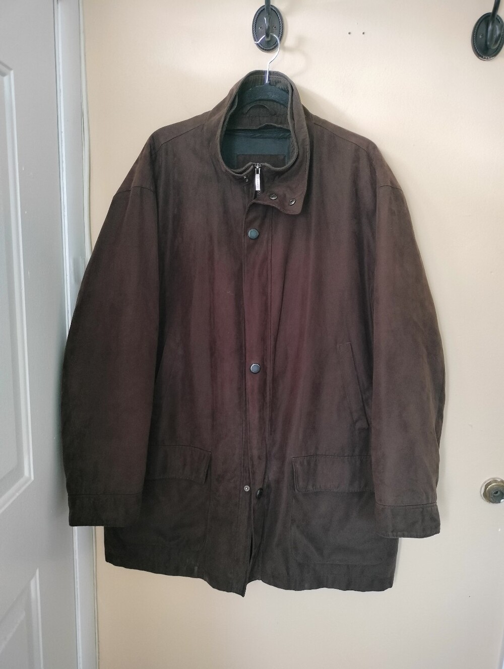 Jos A Banks Mens Brown Zip Snap Removable Lining Jacket XL Office Travel Warm